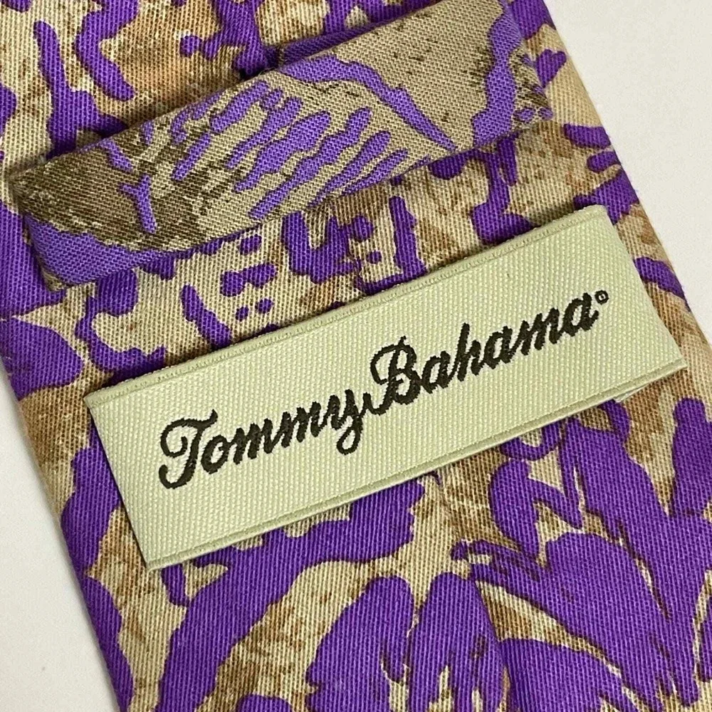 Tommy Bahama Lavender Tan Floral Cotton Tie Men's Necktie 3.25